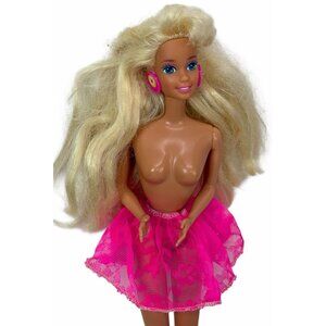 Vintage 1989 Barbie & The Beat Doll #2751 w/ Earrings & Pink Skirt Blonde Bangs
